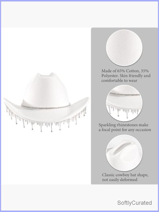 Rhinestone Cowboy Hat Wide Brim Glitter Western Party Hat Medium-Large main image 4
